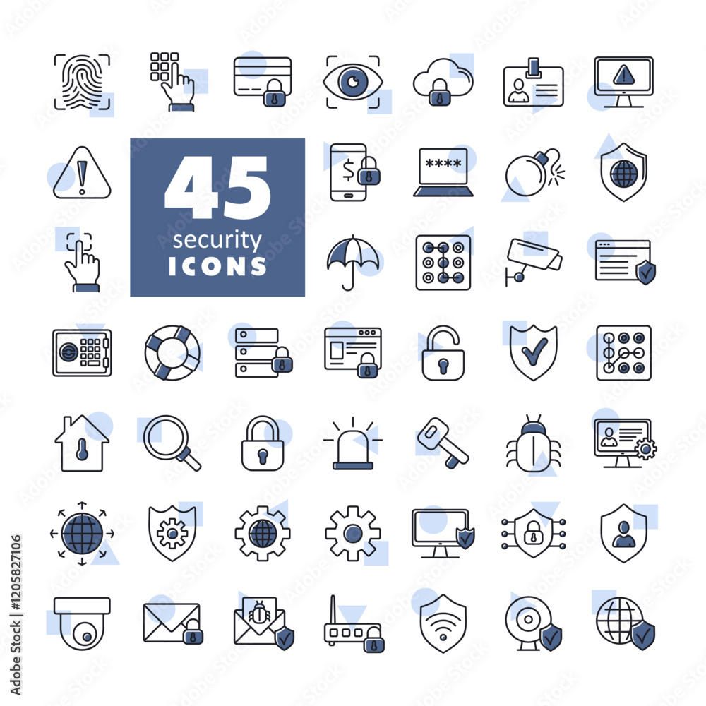 Fototapeta premium Security vector icon set on white background