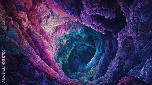 Wallpaper Mural Colorful cave interior, deep chasm, vibrant hues, abstract background, fantasy art Torontodigital.ca