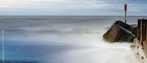 Waves long exposure beach
