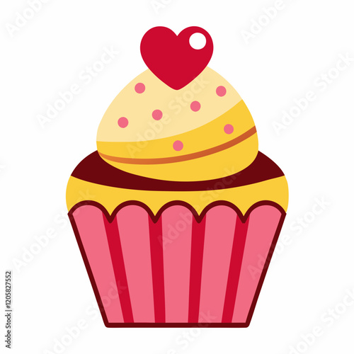 Cupcake with Heart Topping vector illustration white background