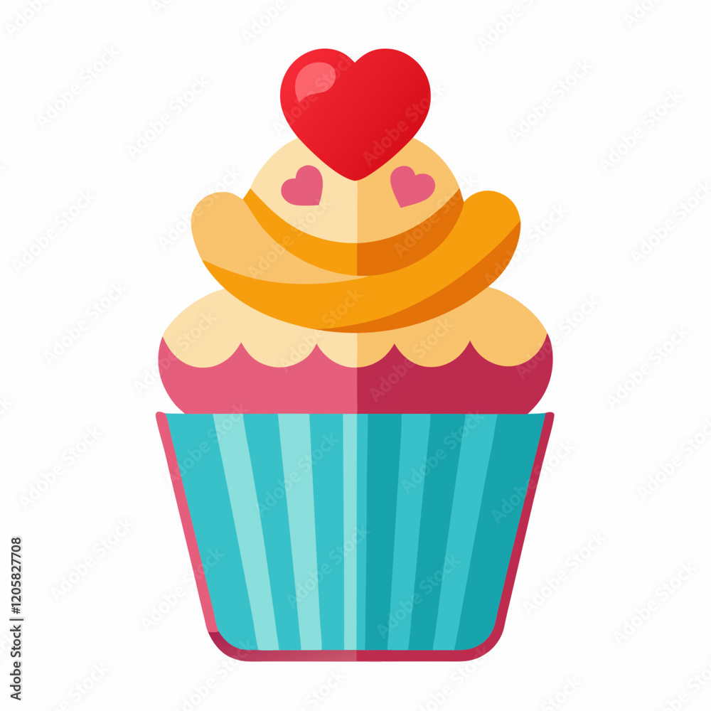 Cupcake with Heart Topping vector illustration white background Cupcake with Heart Topping vector illustration white background