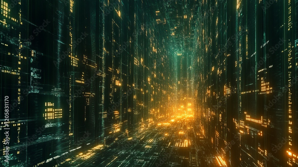 Abstract Futuristic Data Network Corridor Abstract Futuristic Data Network Corridor