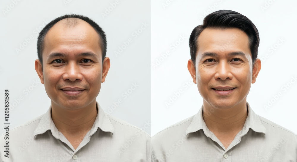 Transformation journey of adult asian male before and after hair restoration Transformation journey of adult asian male before and after hair restoration