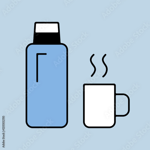 Thermos bottle vector isolated icon. Camping sign