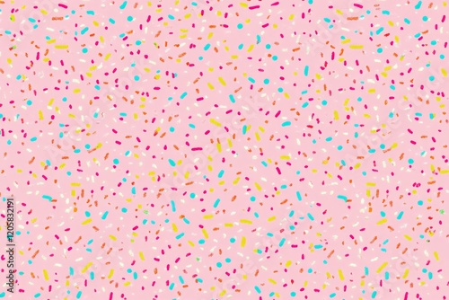 Playful Pink Sprinkles, vibrant pink backdrop adorned with colorful sprinkles, perfect for festive designs, children's decor, and creative projects