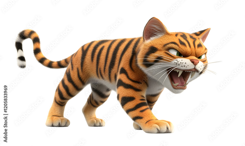 Angry tiger cat 3D render, isolated, animation, game Angry tiger cat 3D render, isolated, animation, game