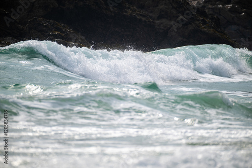 Surfing british beach cornwall