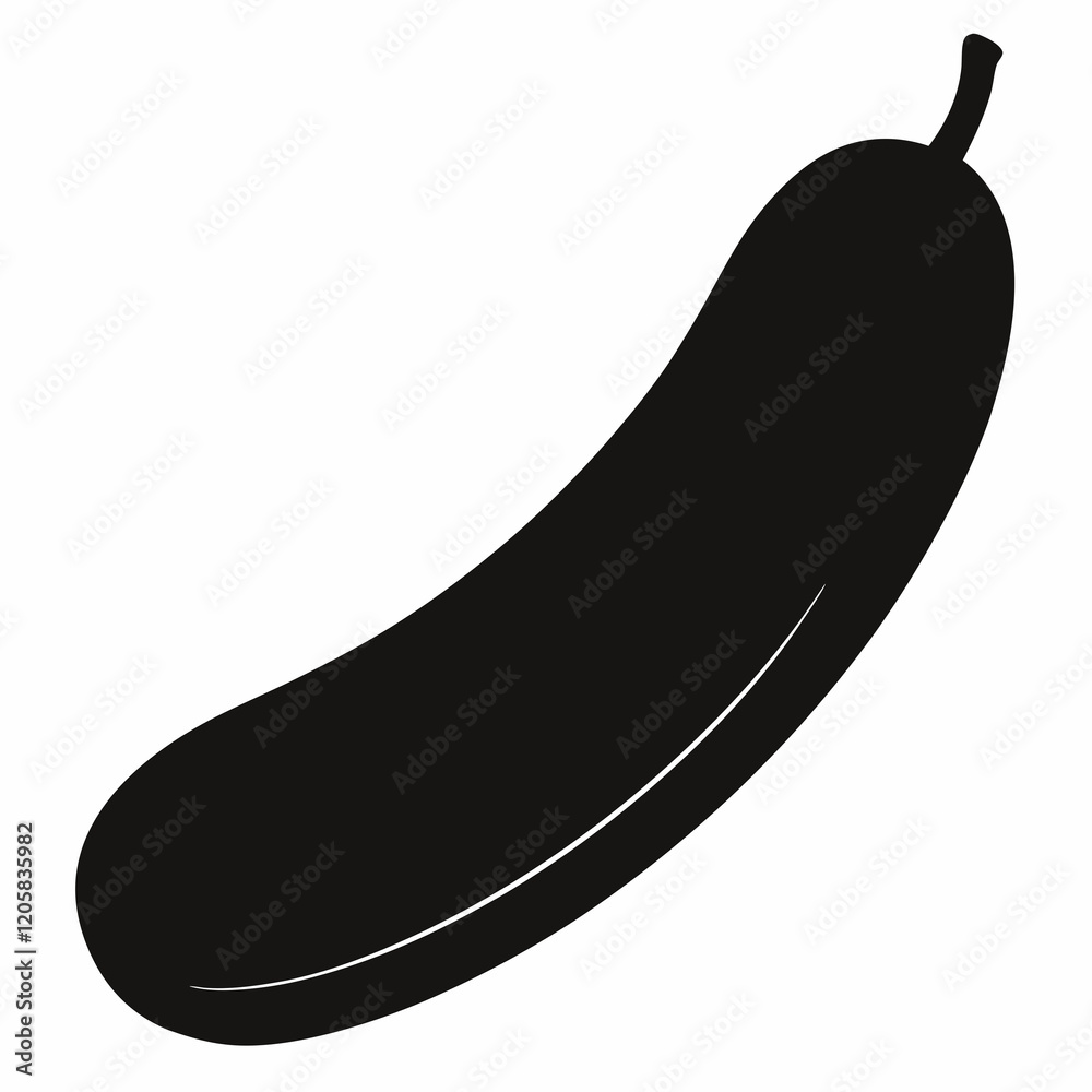 Modern Black Cucumber Silhouette Vector Graphic Modern Black Cucumber Silhouette Vector Graphic
