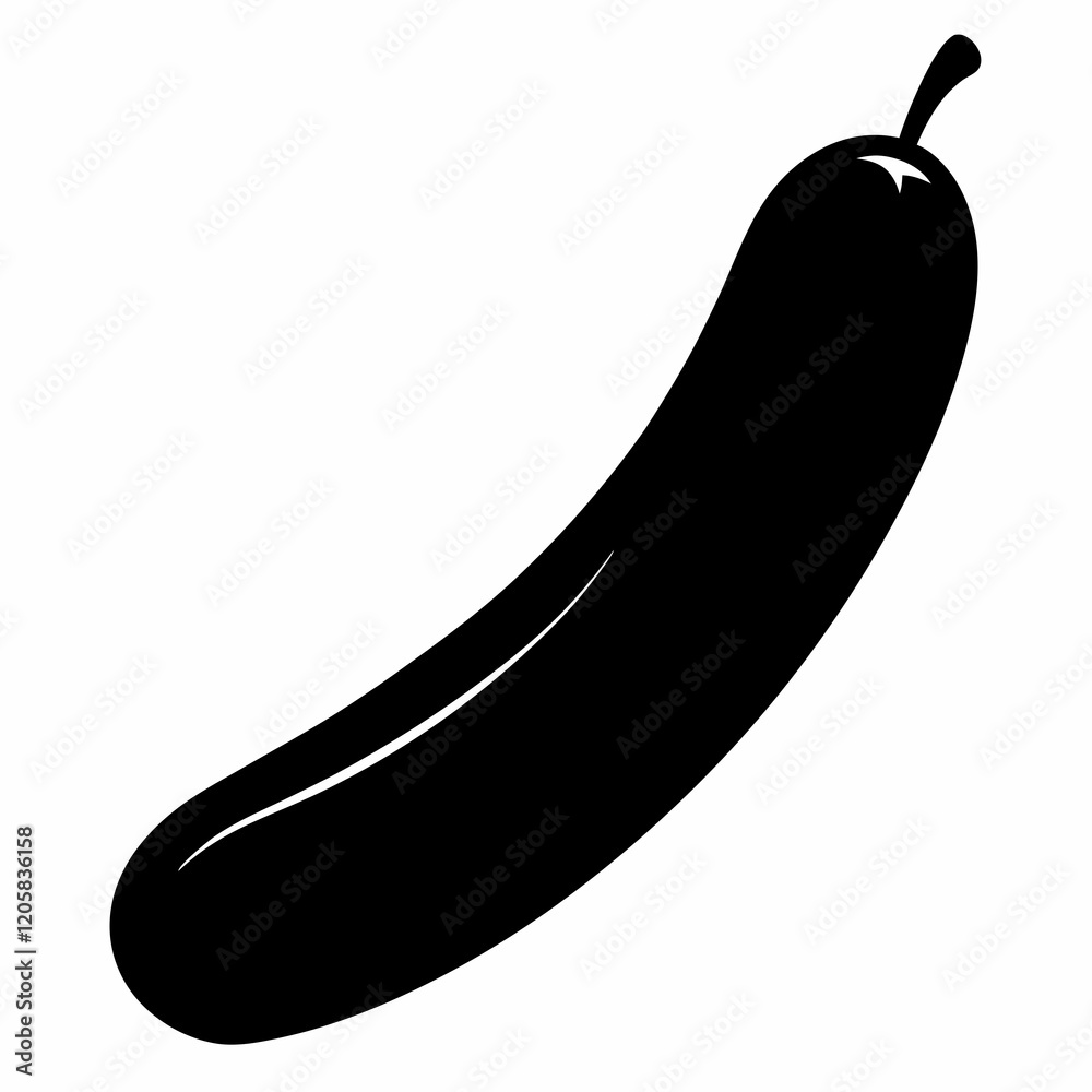 Modern Black Cucumber Silhouette Vector Graphic Modern Black Cucumber Silhouette Vector Graphic