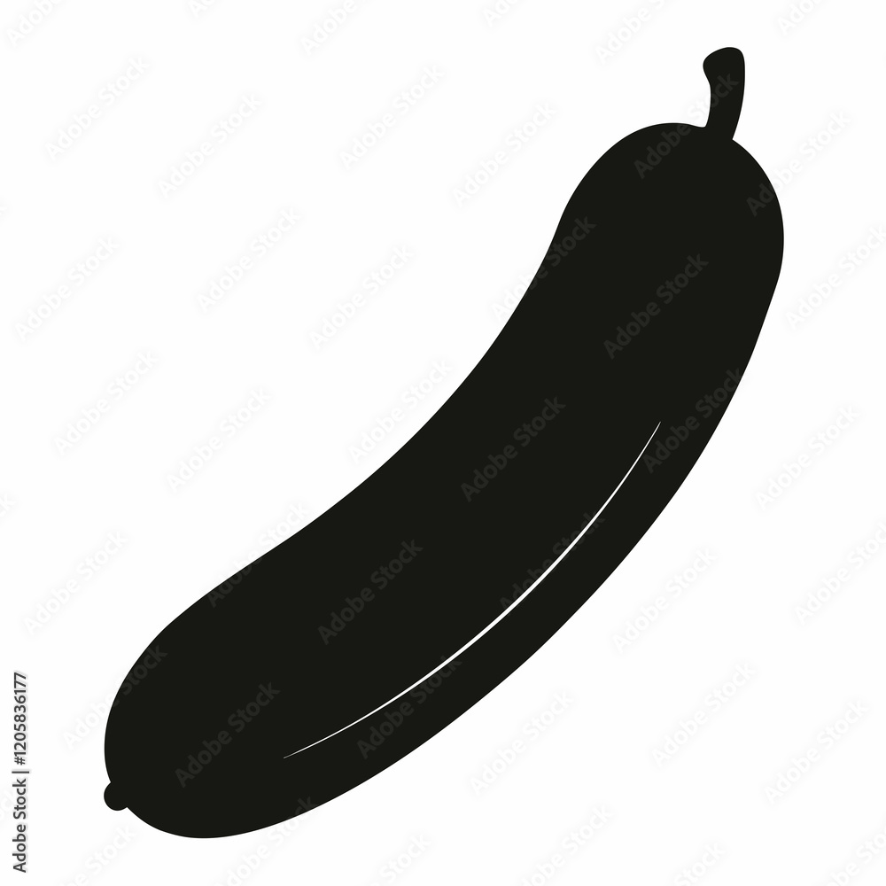 Modern Black Cucumber Silhouette Vector Graphic Modern Black Cucumber Silhouette Vector Graphic