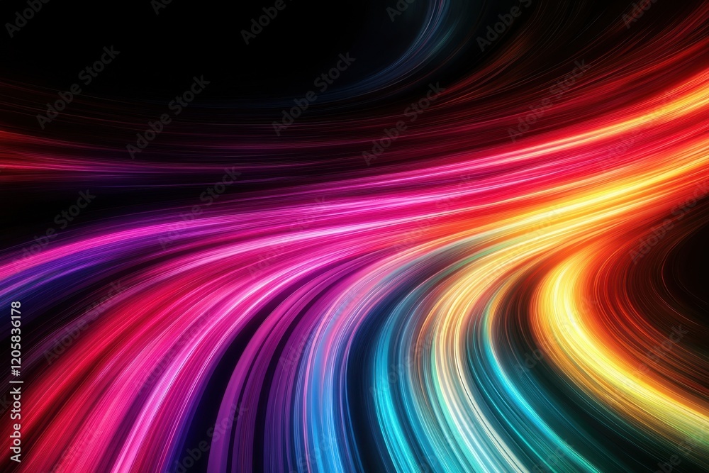 Bright and vibrant abstract lines create a mesmerizing visual effect in dark background Bright and vibrant abstract lines create a mesmerizing visual effect in dark background