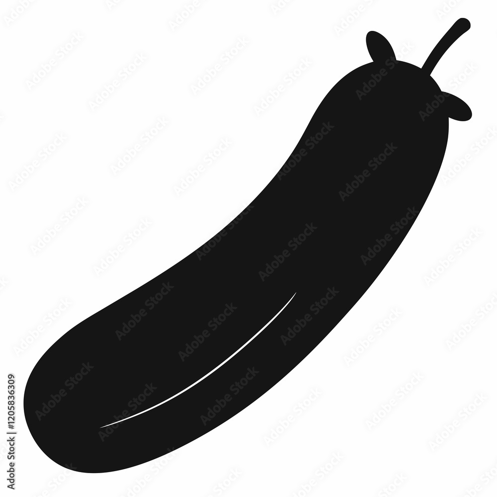 Modern Black Cucumber Silhouette Vector Graphic Modern Black Cucumber Silhouette Vector Graphic
