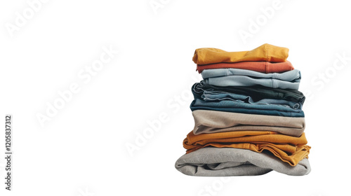 Stack of shirts on transparent background photo