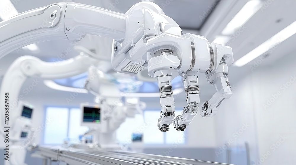 Robotic Surgical Arm in Modern Operating Room: A Detailed Close-up Robotic Surgical Arm in Modern Operating Room: A Detailed Close-up