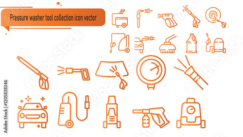 Pressure washer tool collection icon vector