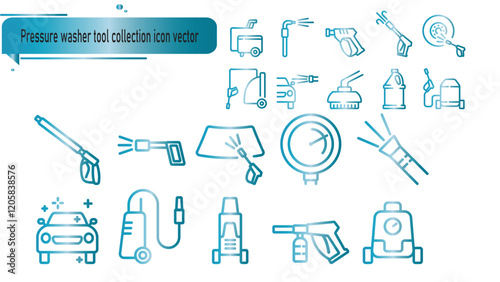 Pressure washer tool collection icon vector