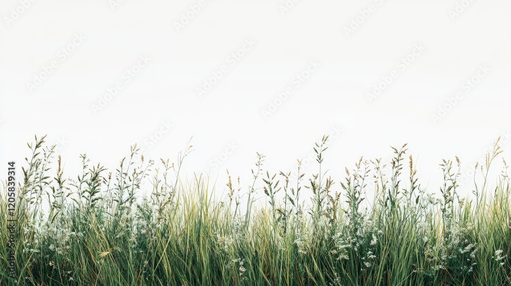 A minimalistic view of meadow grass with no background except white A minimalistic view of meadow grass with no background except white