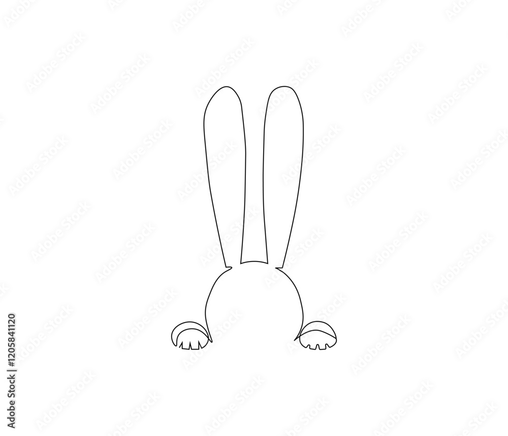 Continuous one line drawing of Easter Bunny. Happy Easter bunny greeting card in simple linear style. Concept vector art. Doodle line illustration. Continuous one line drawing of Easter Bunny. Happy Easter bunny greeting card in simple linear style. Concept vector art. Doodle line illustration.