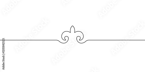 Nomad design element in the middle of straight thin line, Kazakh ornament continuous line drawing, Vector illustration