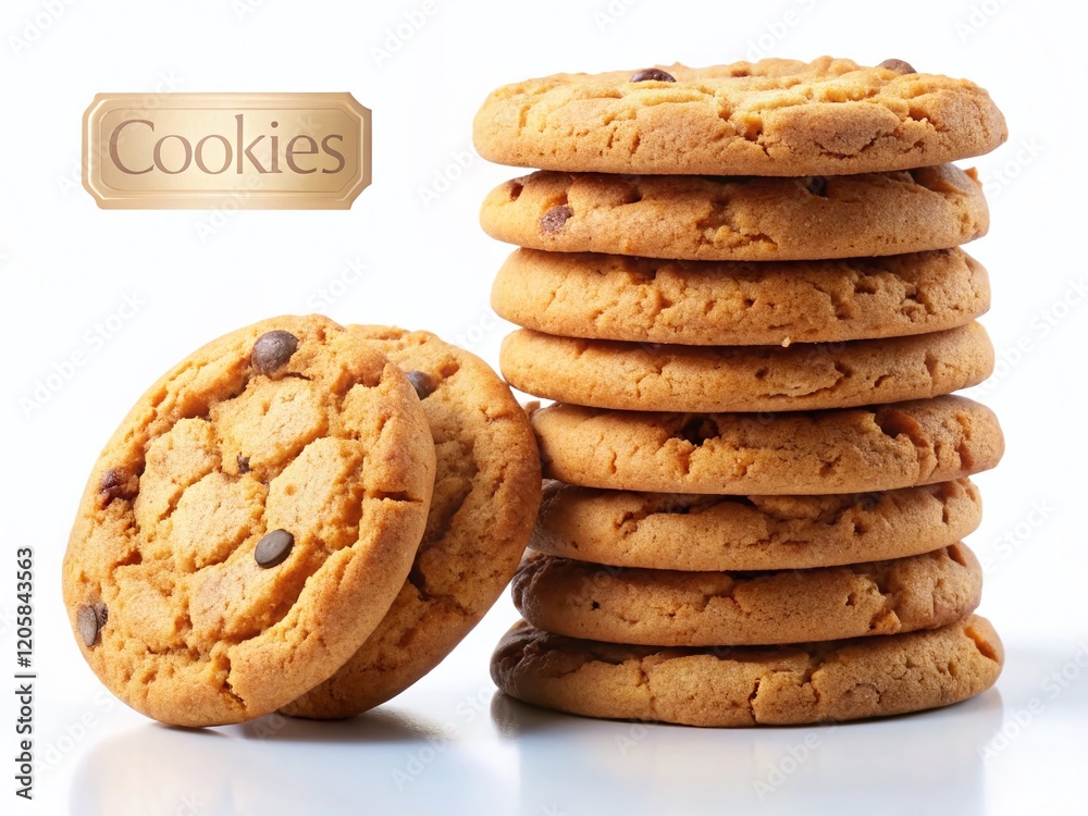 Delicious Round Cookies Stacked in a Neat Formation on Plain Background - Perfect for Baking Blogs & Recipe Websites Delicious Round Cookies Stacked in a Neat Formation on Plain Background - Perfect for Baking Blogs & Recipe Websites