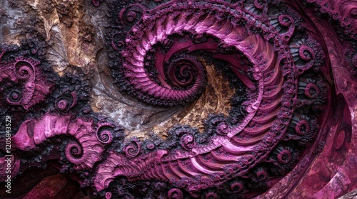 Purple fractal spiral art design, textured background, digital artwork, website d?cor photo