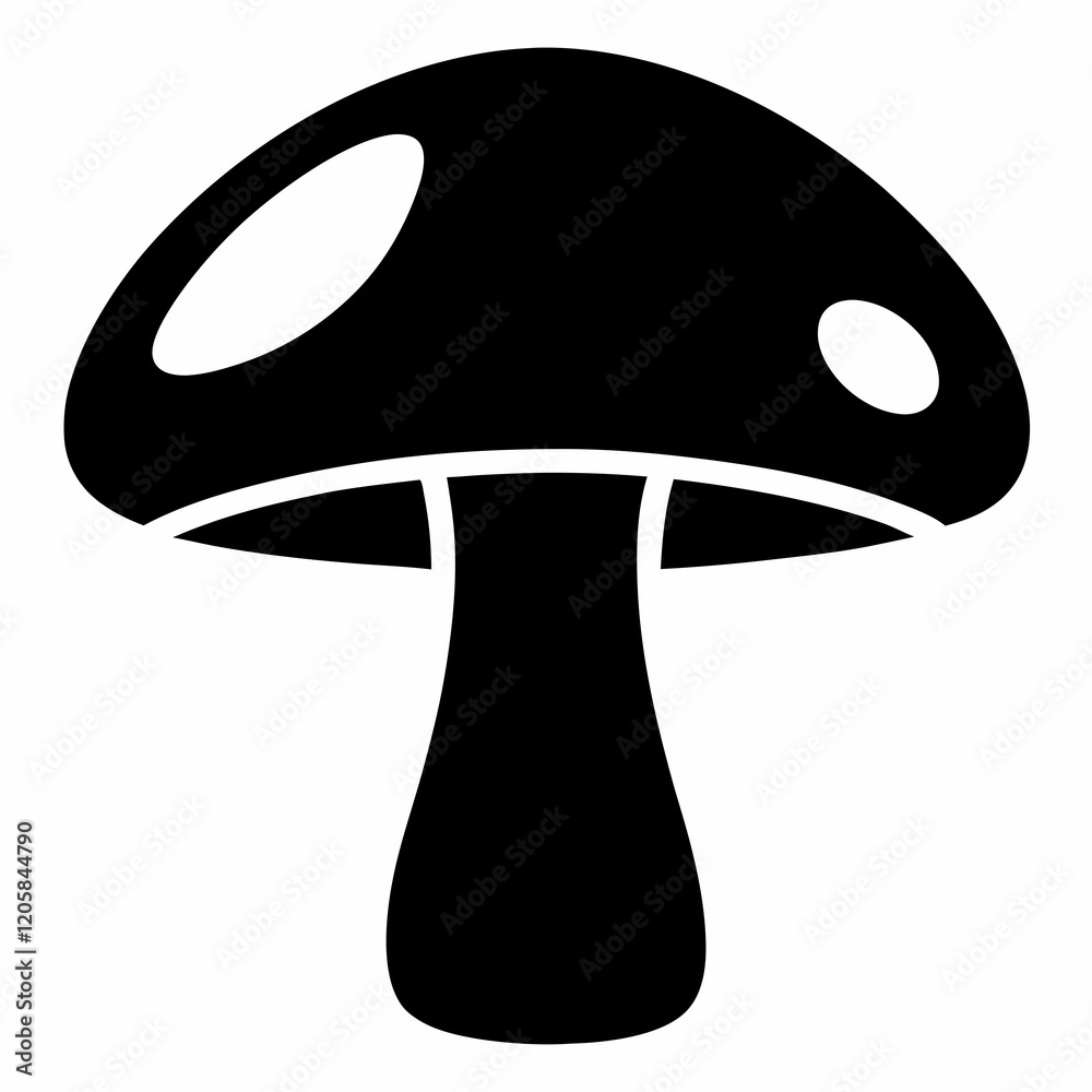 Mushroom Silhouette in Black Vector Art Piece