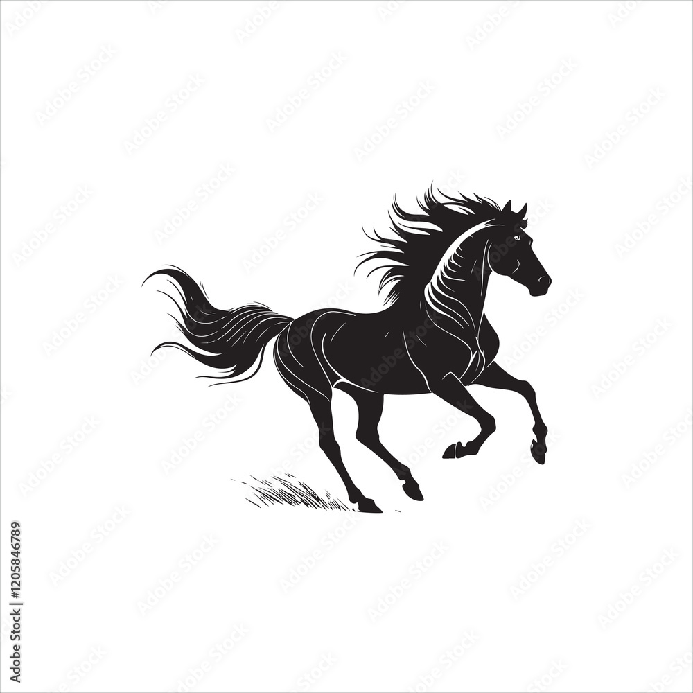 Obraz premium Dynamic Galloping Horse Silhouette