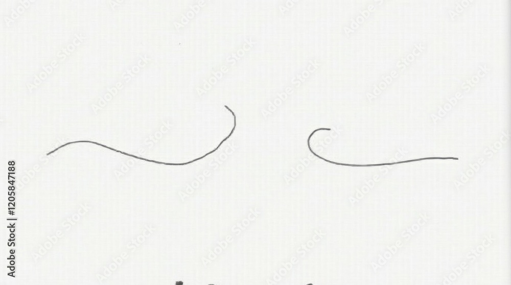Two Thin Parallel Lines Curving on White Paper Two Thin Parallel Lines Curving on White Paper