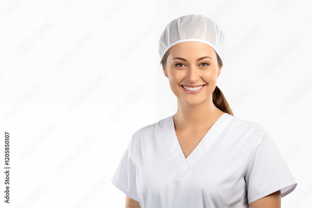 Smiling White Nurse in Professional Uniform with Stethoscope, Friendly and Caring Healthcare Worker, white Background, Perfect for Medical, Healthcare, and Wellness Themes Smiling White Nurse in Professional Uniform with Stethoscope, Friendly and Caring Healthcare Worker, white Background, Perfect for Medical, Healthcare, and Wellness Themes