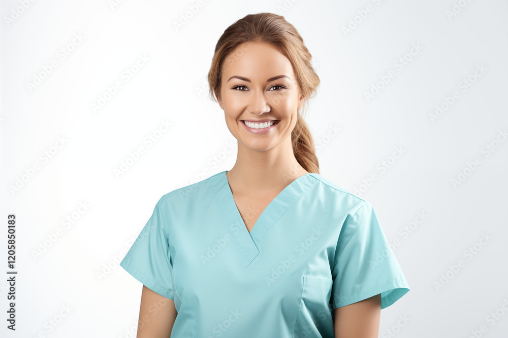 Smiling White Nurse in Professional Uniform with Stethoscope, Friendly and Caring Healthcare Worker, white Background, Perfect for Medical, Healthcare, and Wellness Themes Smiling White Nurse in Professional Uniform with Stethoscope, Friendly and Caring Healthcare Worker, white Background, Perfect for Medical, Healthcare, and Wellness Themes