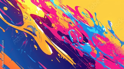 Abstract colorful paint splashes background.