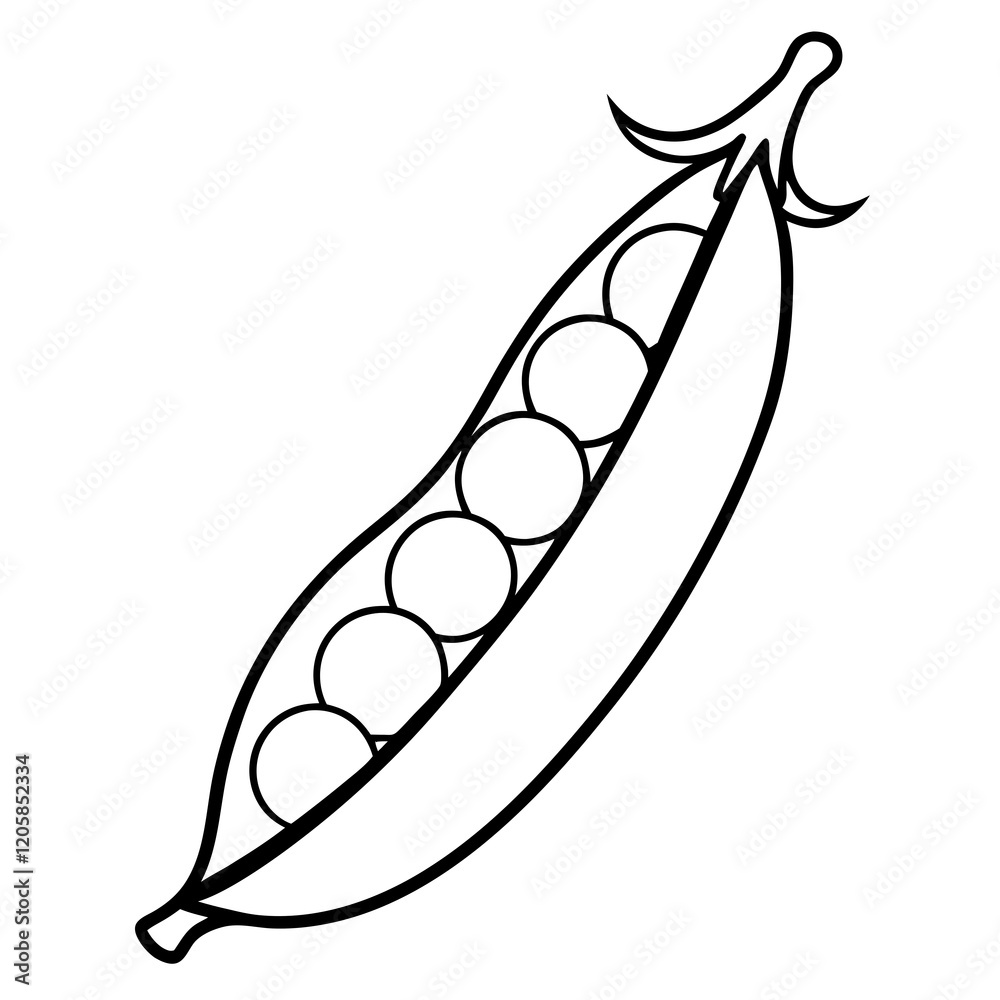 Peas Sketch in One-Line Vector Design Peas Sketch in One-Line Vector Design