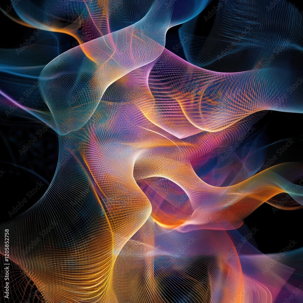 Fototapeta premium Abstract swirling light, dark background, digital art, website header