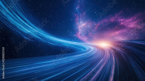 Wallpaper Mural Dramatic interstellar travel scene with a ship moving through stars in infinite space bright flares wide angle view Torontodigital.ca