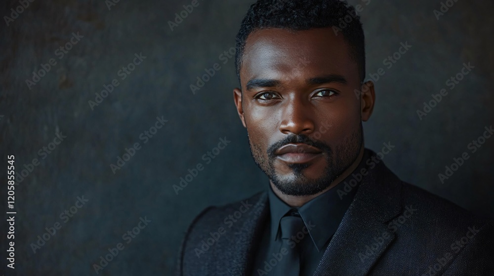 A stylish portrait of a confident black man, ideal for professional profiles, marketing materials, or fashion editorials, featuring ample space for text. A stylish portrait of a confident black man, ideal for professional profiles, marketing materials, or fashion editorials, featuring ample space for text.