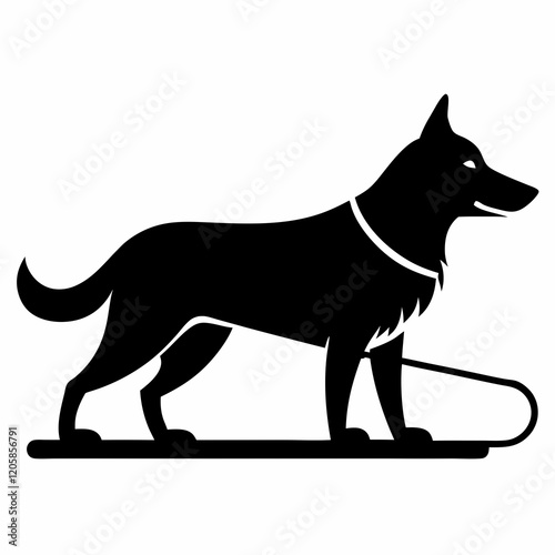 Dog Sled Black Silhouette Vector on White Background