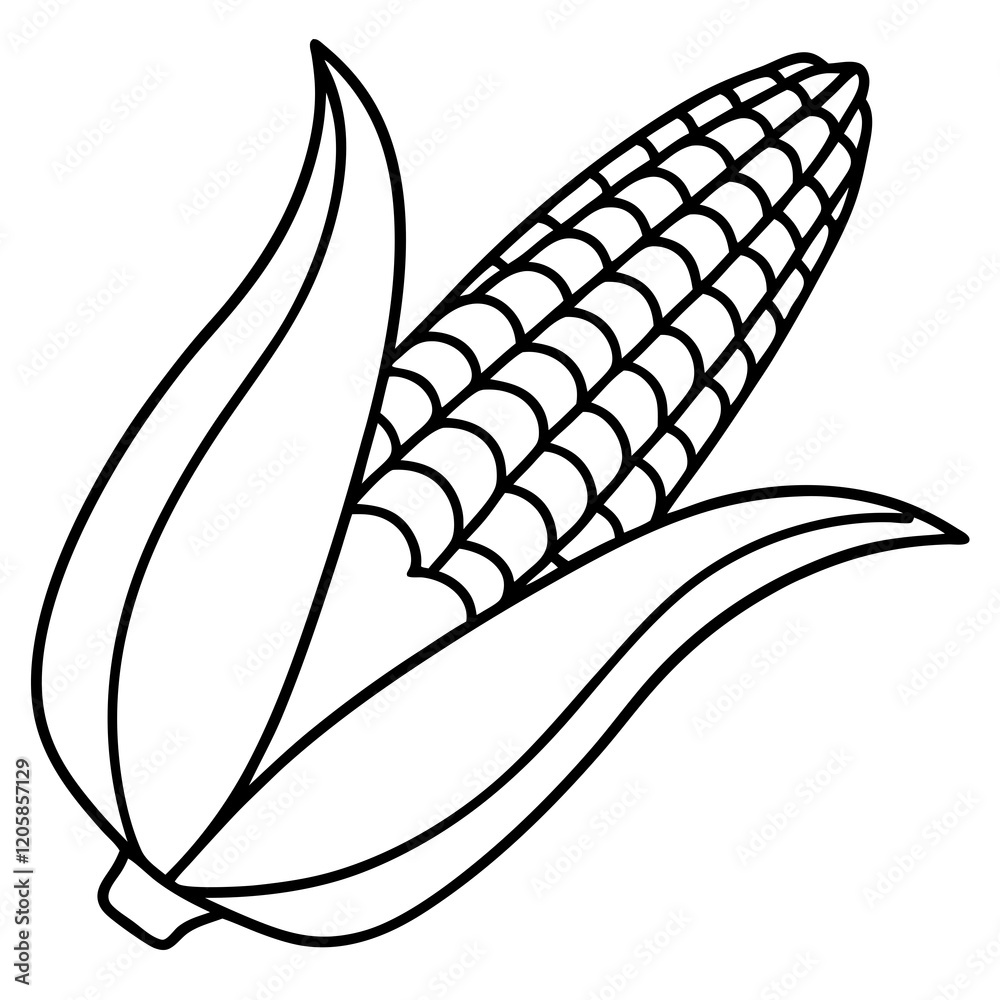 Simplified Corn Illustration in Vector Line Art Simplified Corn Illustration in Vector Line Art
