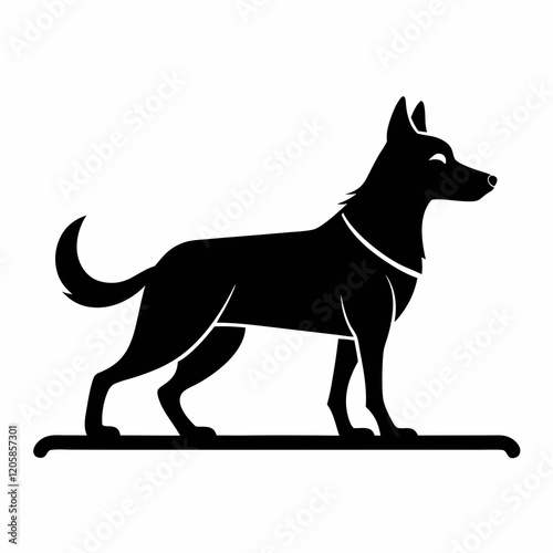 Dog Sled Black Silhouette Vector on White Background