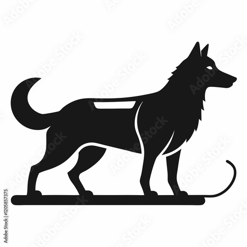 Dog Sled Black Silhouette Vector on White Background