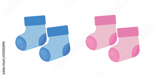 Pink and blue newborn socks for boy and girl.