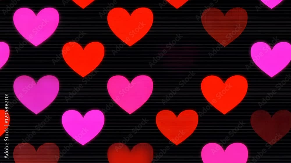 Colorful heart pattern on a dark background