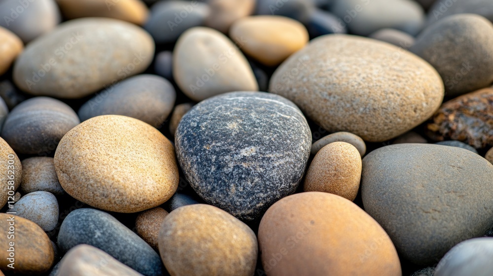 Smooth beach stones, close-up, coastal scene, natural texture, design background Smooth beach stones, close-up, coastal scene, natural texture, design background