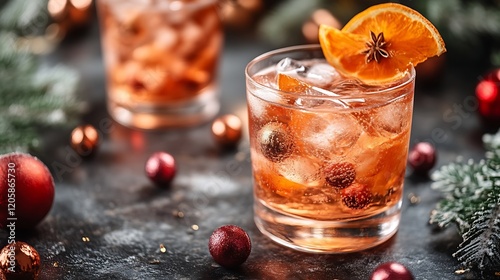 Festive Cranberry Orange Cocktail Christmas Drink photo