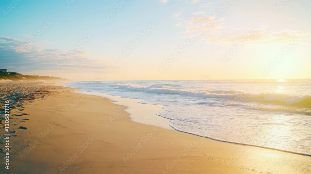 Obraz premium Sunrise beach ocean waves tranquility coastal landscape