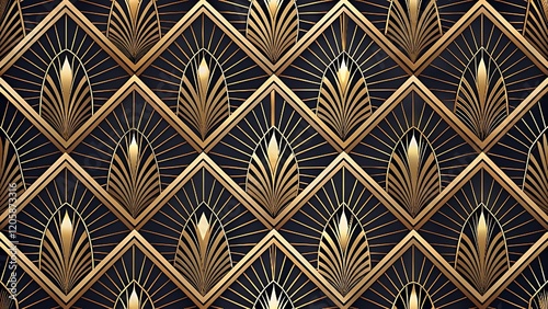 Art Deco pattern, geometric design, repeating diamond shapes, dark elegant wallpaper 
