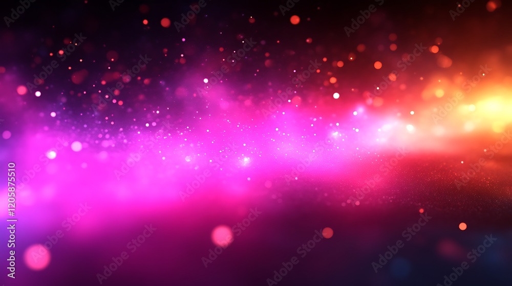 Fototapeta premium Abstract Pink Orange Glow With Sparkling Particles