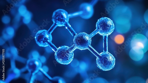 Realistic 3D Virus Molecule Illustration with Neon Lighting