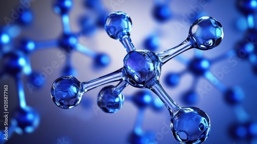 Realistic 3D Virus Molecule Illustration with Neon Lighting