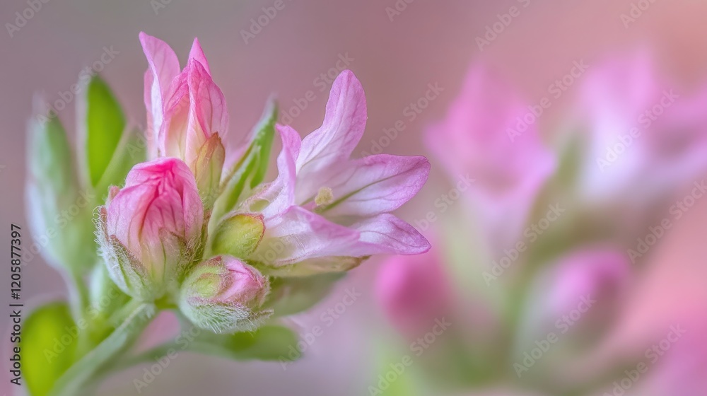Pink flowers blooming, macro shot, soft background, spring nature Pink flowers blooming, macro shot, soft background, spring nature