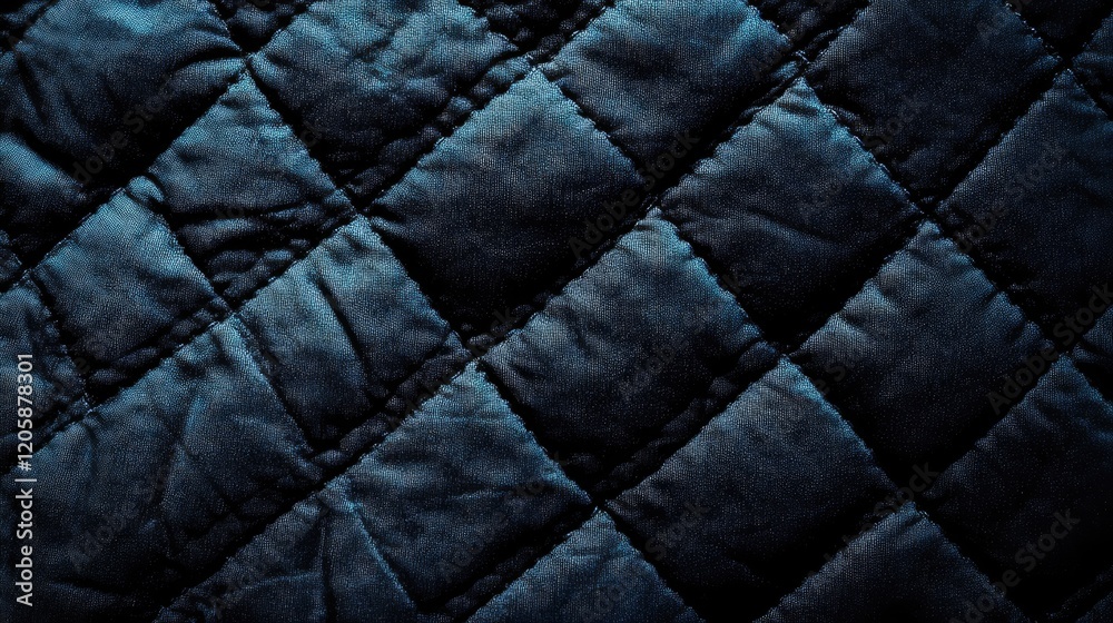 Fototapeta premium Dark Blue Quilted Fabric Texture Background
